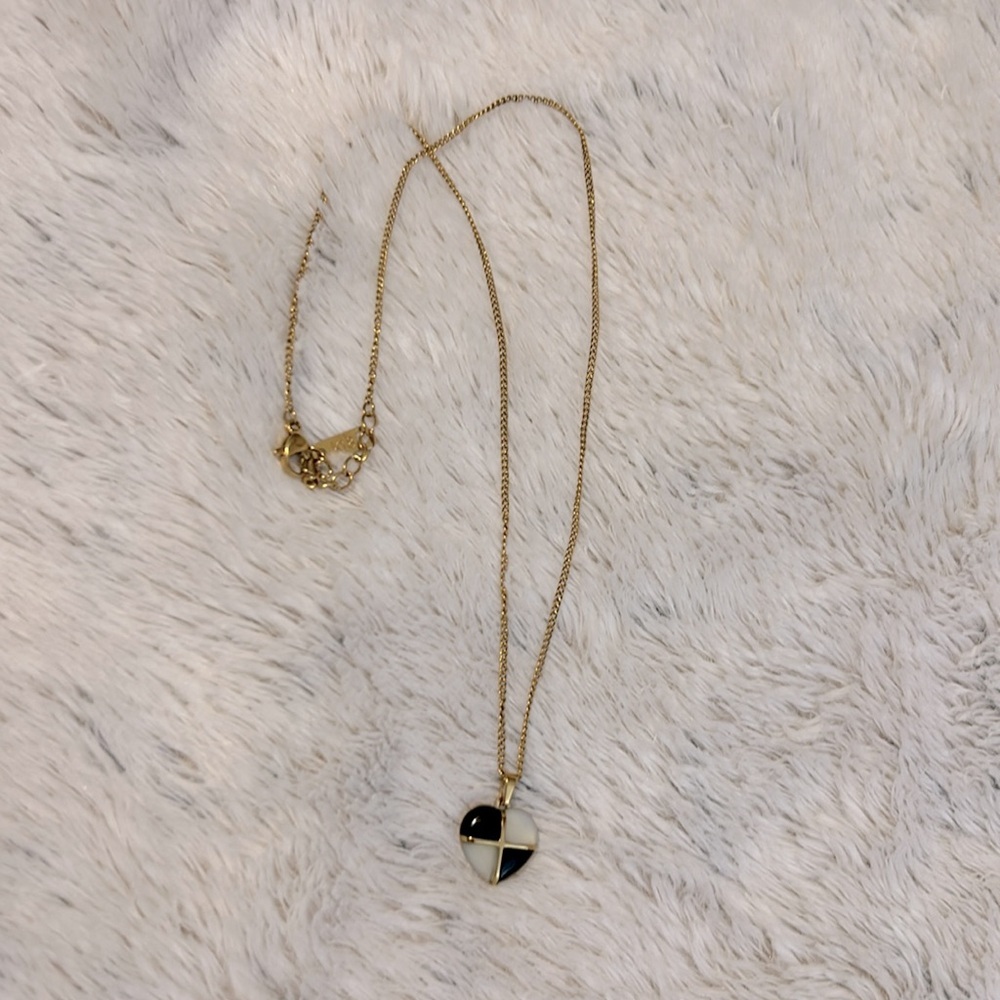 Gold and Black Heart Pendant Necklace - Picture 3 of 3
